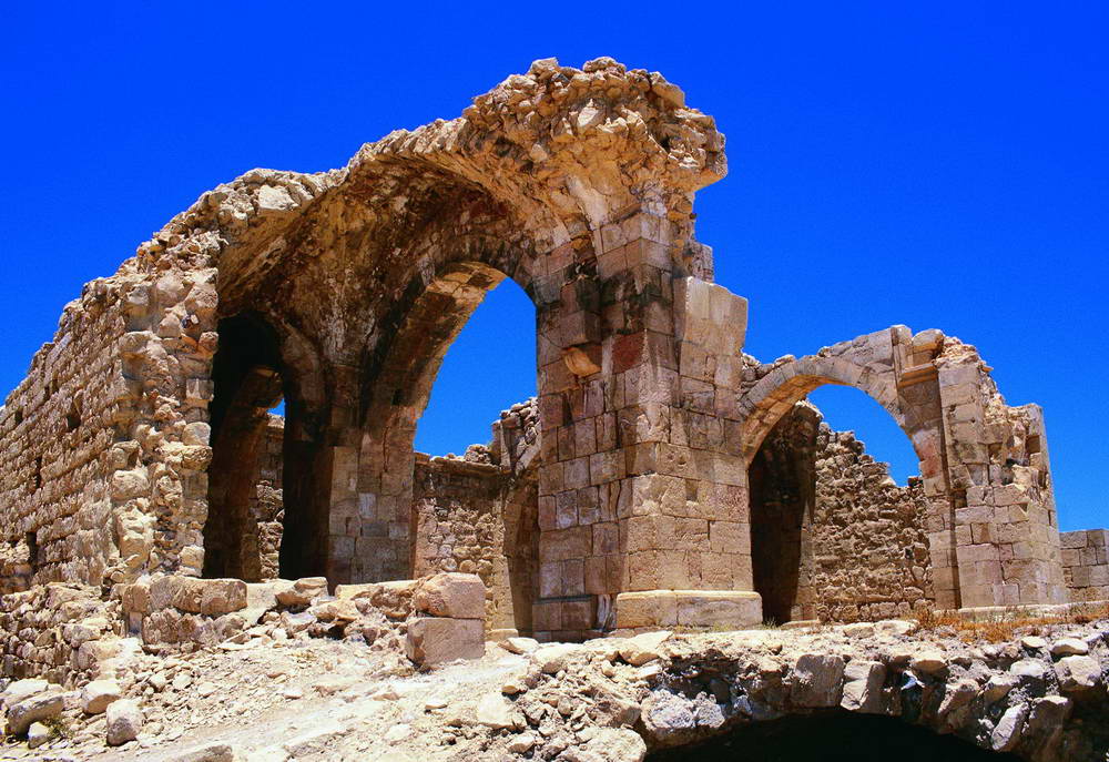Panoramic view of Jordan’s desert landscape from Shobak Castle